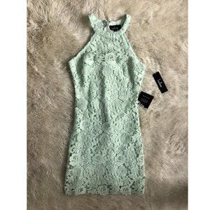 Lulus Love Poem Mint Green Lace Mini Dress